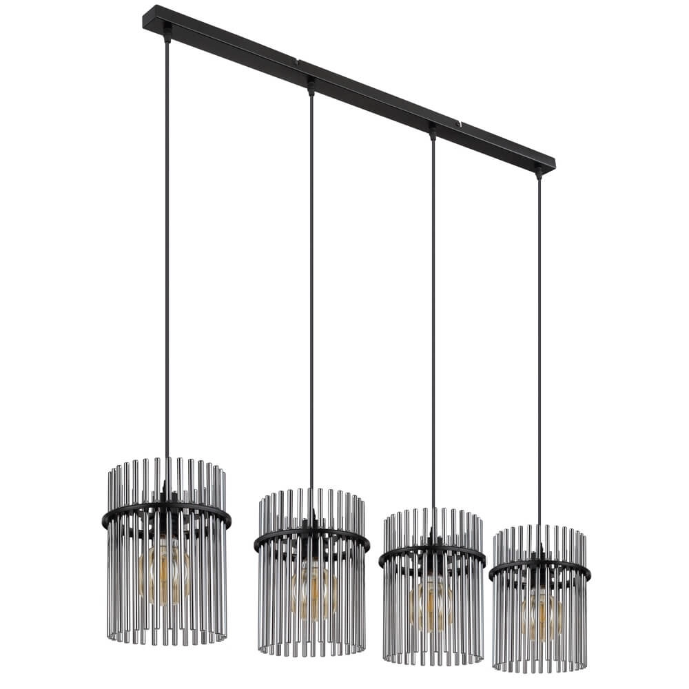 Suspension noire Gorley avec verre fumé 4 lumières Globo 9007371448180