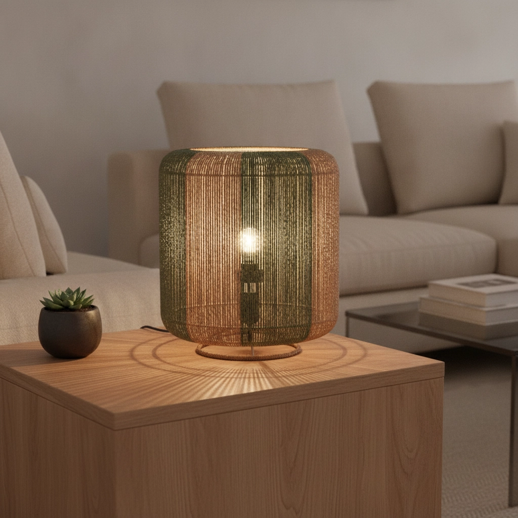 Lampe de table Dena Ø 33cm marron avec vert