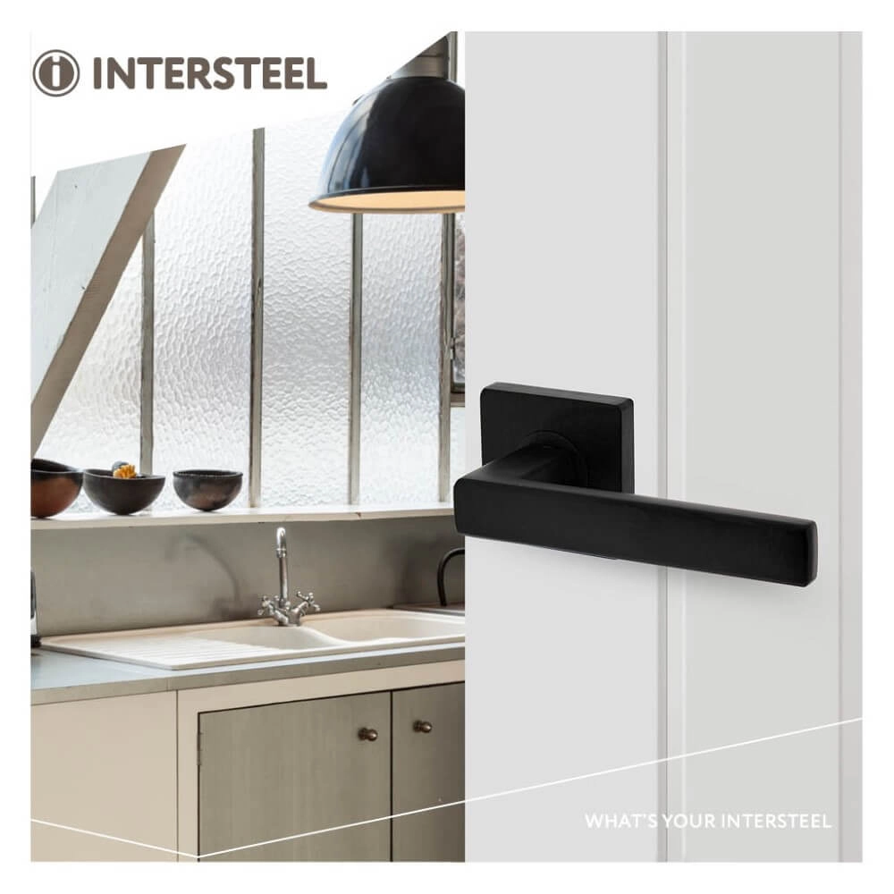 Poignée de porte étanche Hera Rosace carrée noire Intersteel 8714186408711