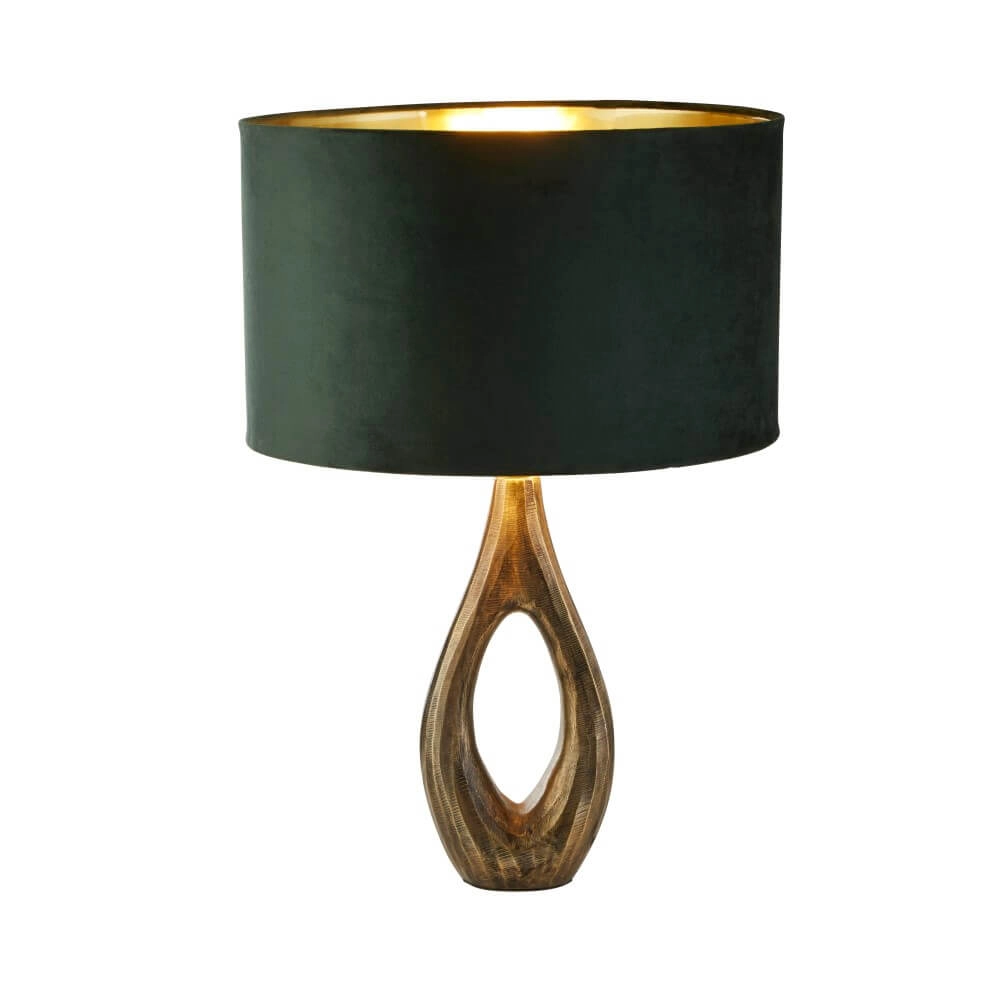 Lampe de table dorée Bucklow avec capuche verte Searchlight 5053423257303