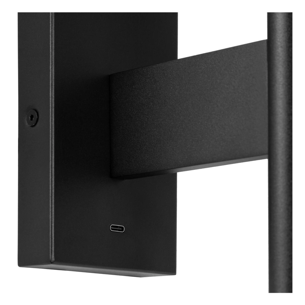 Lampe murale de conception Finan avec point de charge USB noir Lucide 5411212680013
