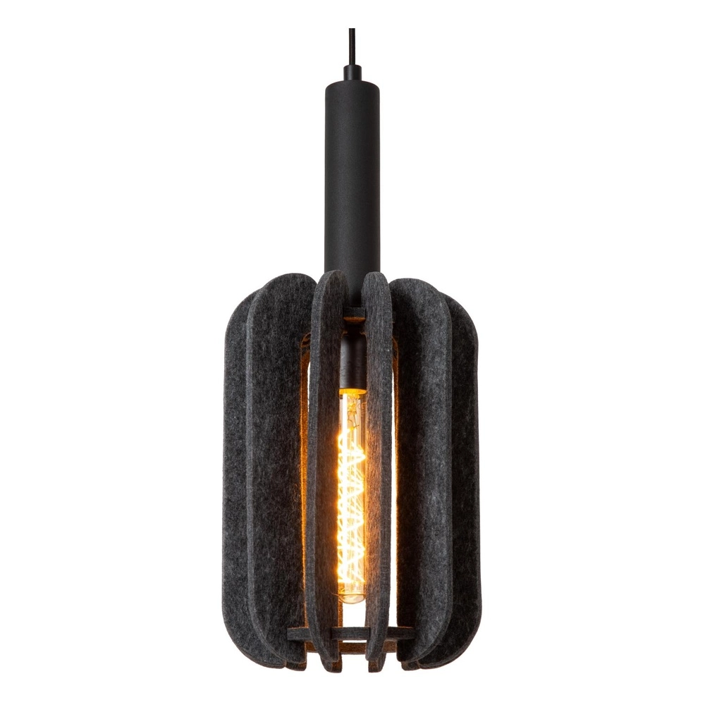 Lampe suspendue élégante Rafal 3-noir clair avec gris Lucide 5411212452771