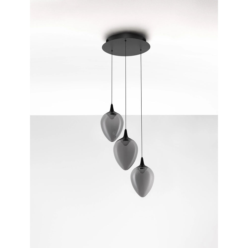 Suspension Nali Verre fumé à 3 lumières Lyora 5212017477767
