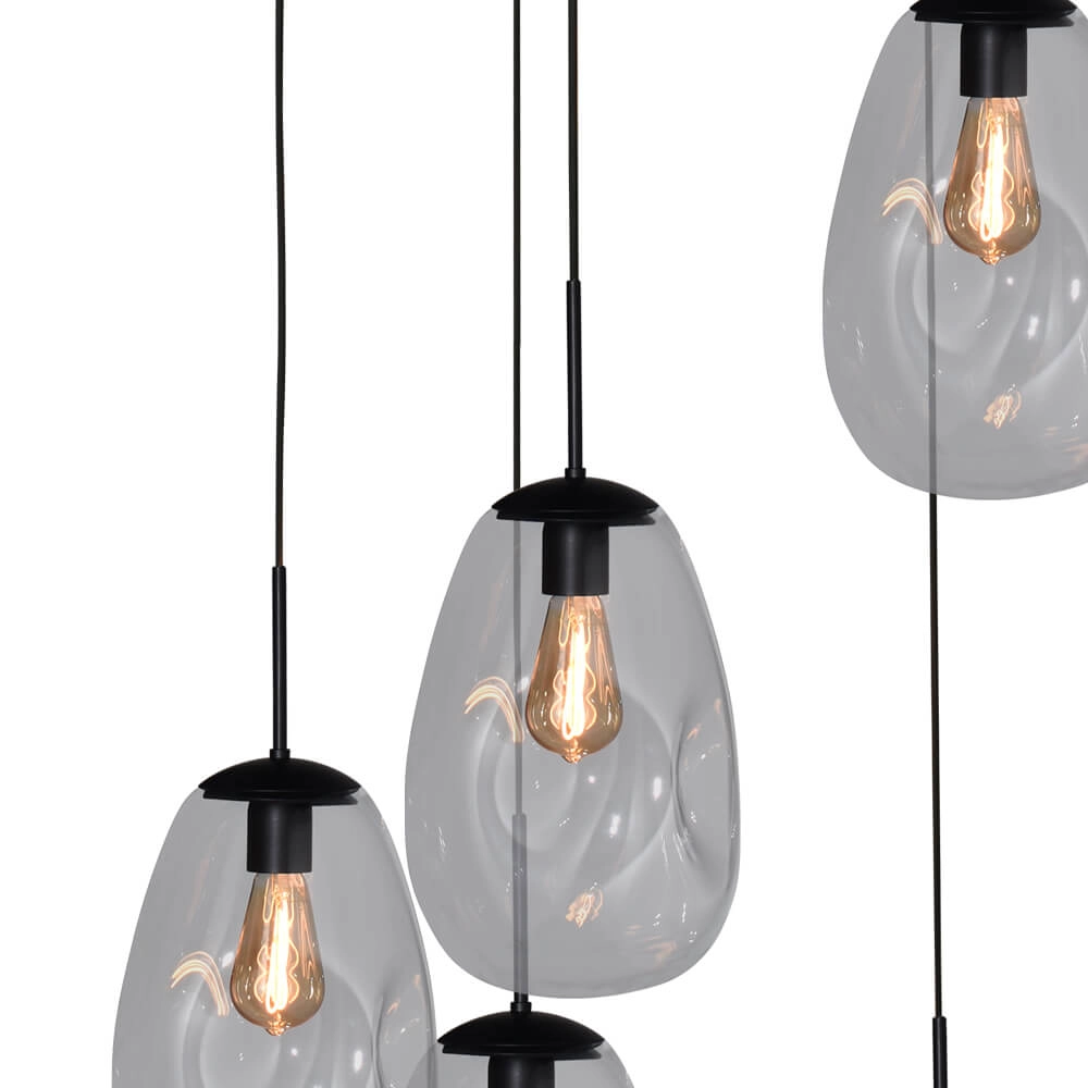 Lampe suspendue Vide Lava 5x verre transparent Ø 22,5 cm Masterlight 8718121286501