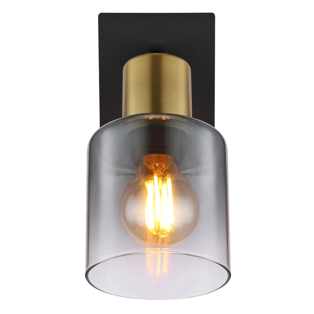 Lampe murale Hollsy noir avec verre fumé Globo 9007371457847