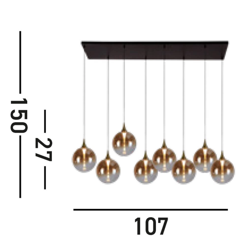 Suspension 8 lumières Alchemy Verre ambré Searchlight 5053423273907