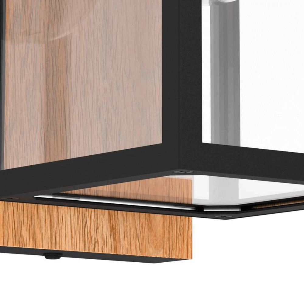 Lampe d'extérieur Budrone Noir avec du bois Eglo 9008606231591