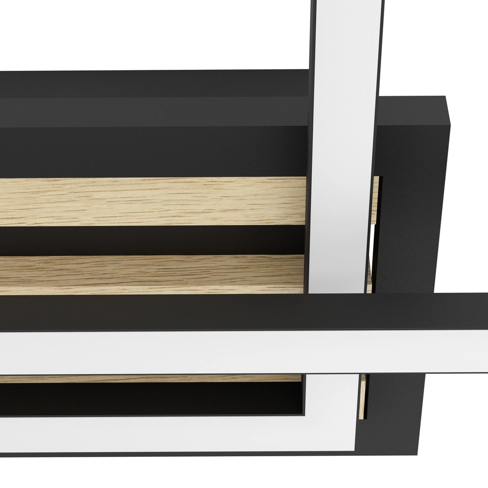 Lampe de plafond moderne Cembrano Rectangle noir avec bois Eglo 9008606388110