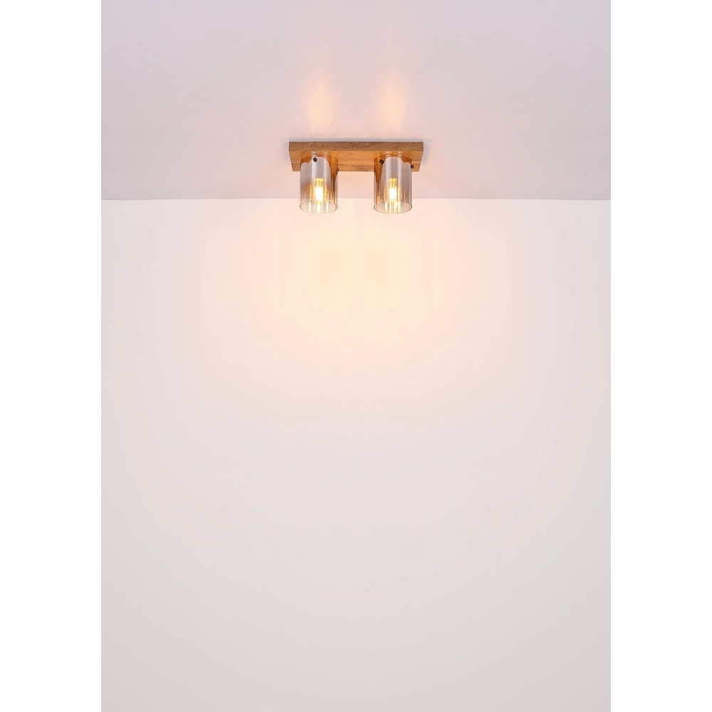 Lampe de plafond Underwood Bois à deux lumières Globo 9007371481033