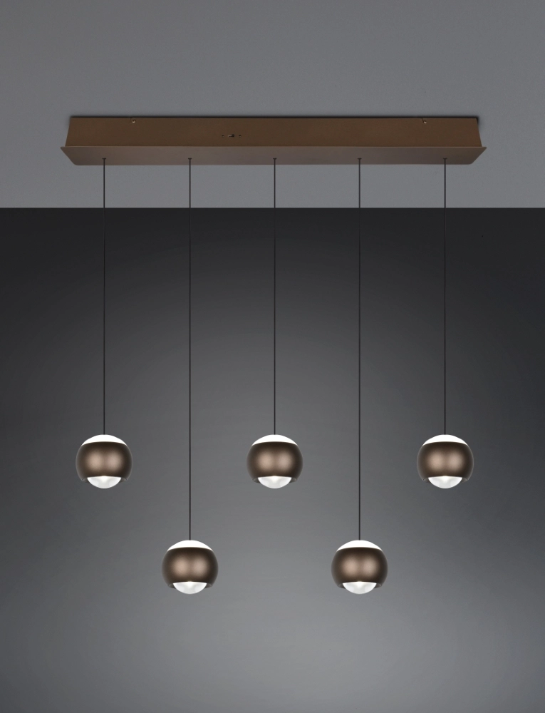 Suspension LED à 5 lumières Orbit Table à manger - Marron platine Trio 4017807686593