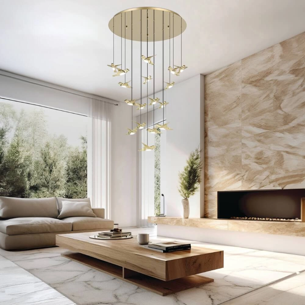 Lampe suspendue 17 lumières Paratebueno 2 rond en laiton Stars of Light 9008606292202