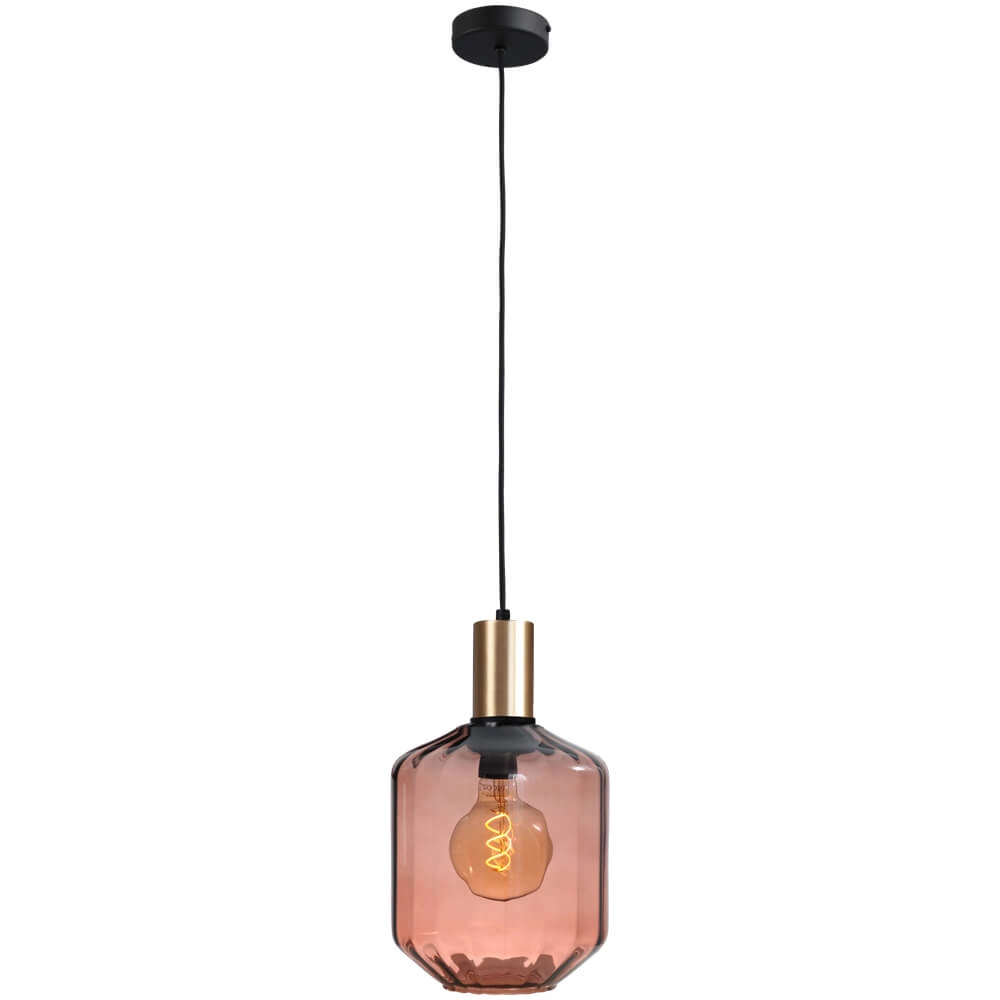 Lampe suspendue dorée Porto avec verre rouge Jagger - Ø 19cm Masterlight 8718121269214