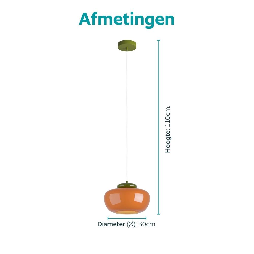 Lampe pendante de conception Berardelli orange avec vert Ø 30cm Eglo 9008606404964