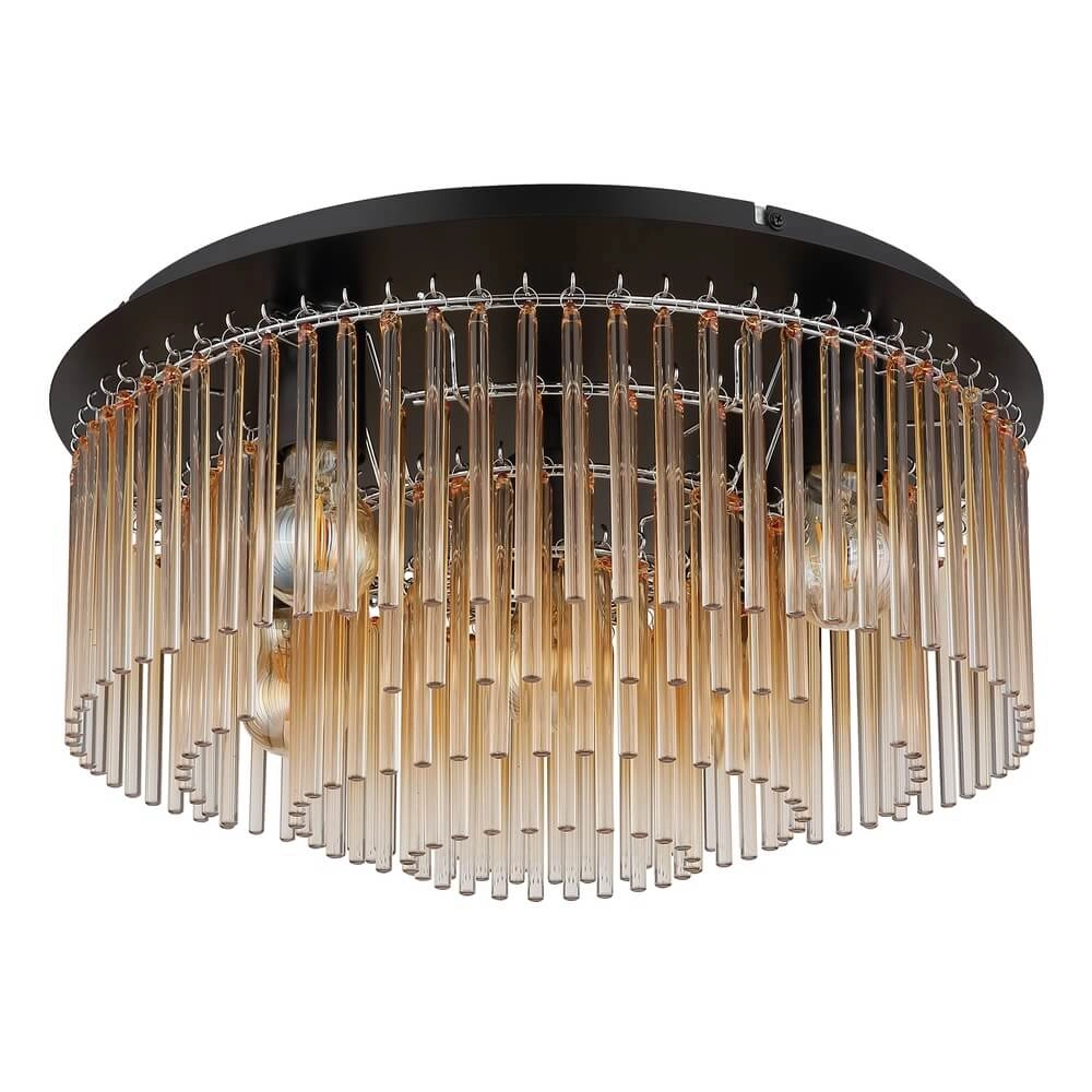 Plafonnier noir Gorley avec verre ambré Ø 50cm Globo 9007371478002