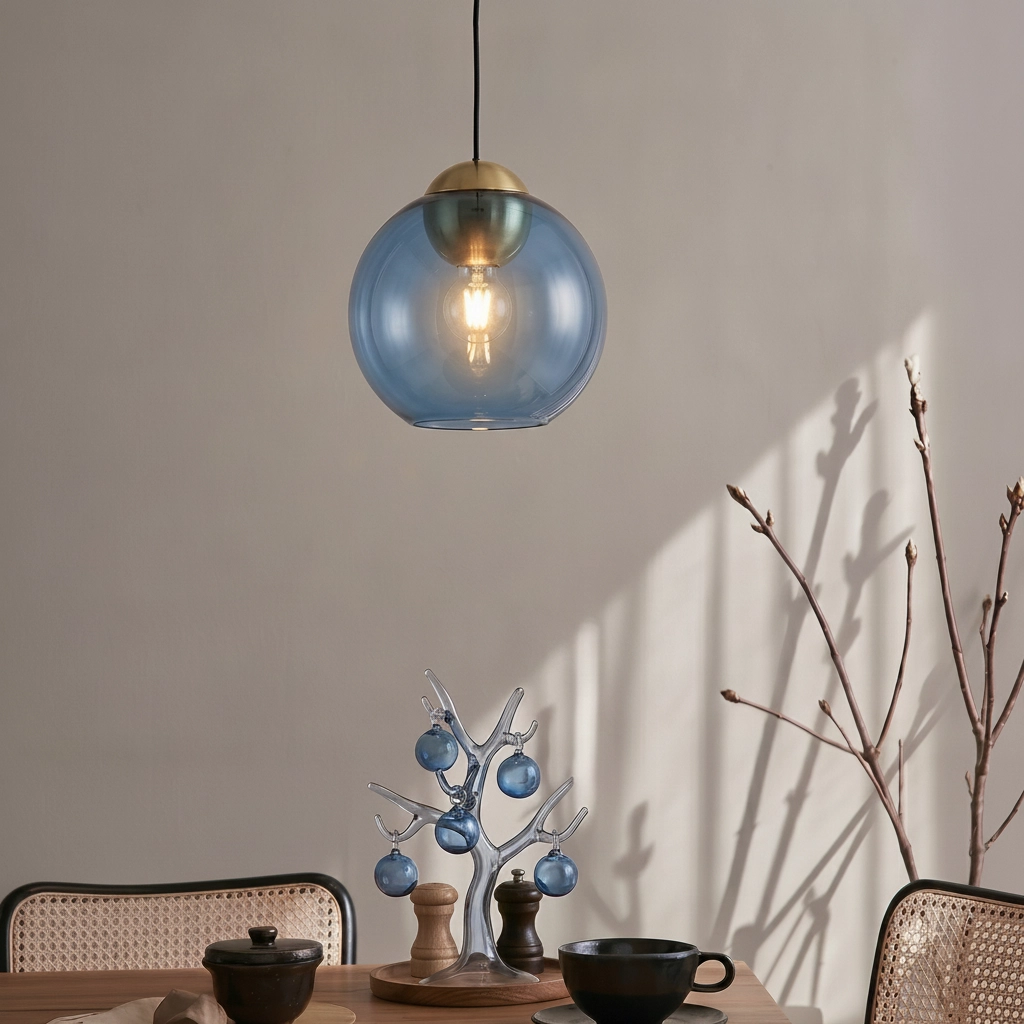 Suspension design Midori verre bleu