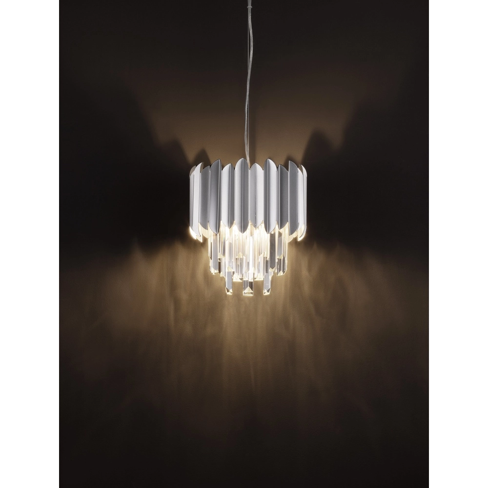 Suspension Magnolia chrome et cristal Ø 25cm