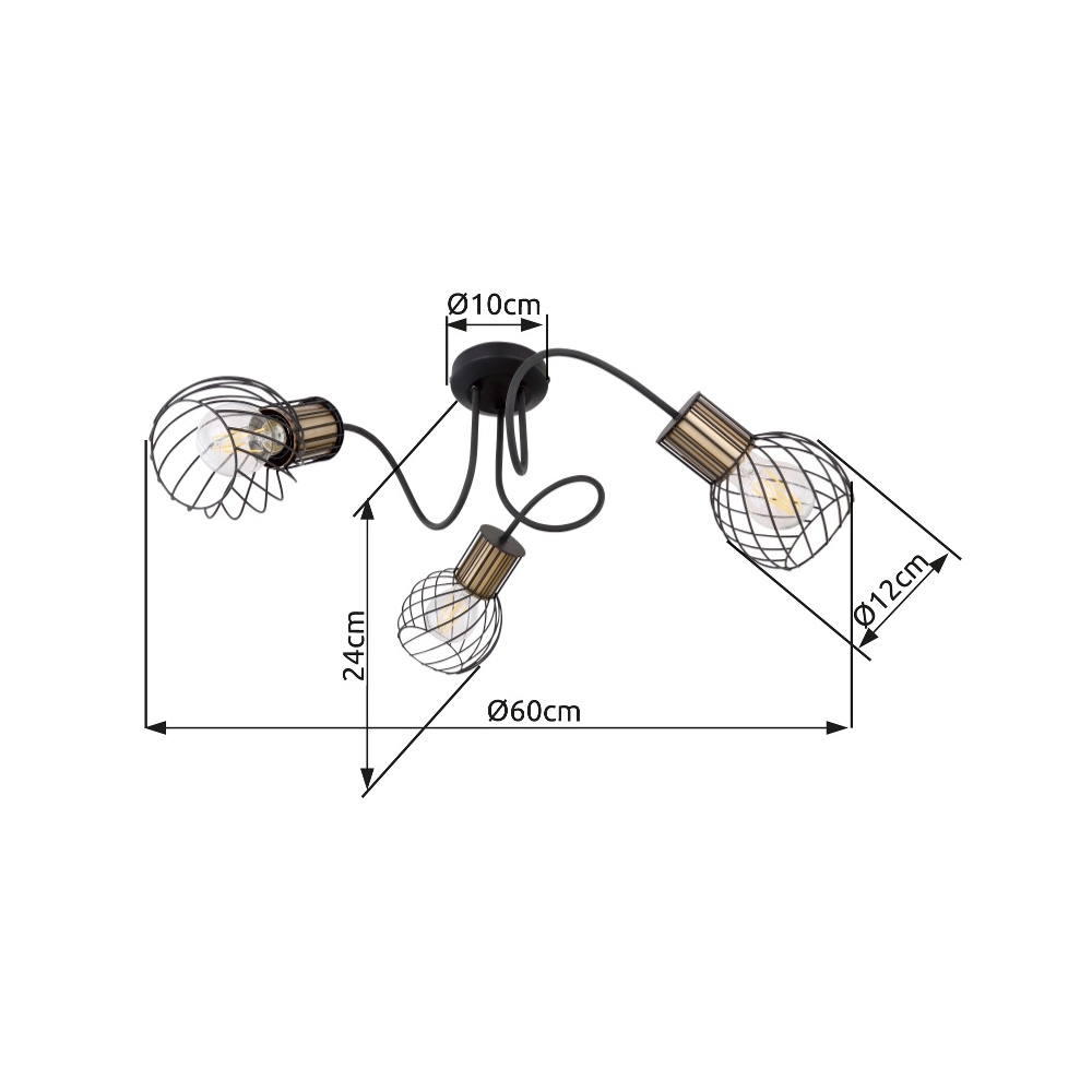 Lampe de plafond Argusto Noir à 3 lumières Globo 9007371393718