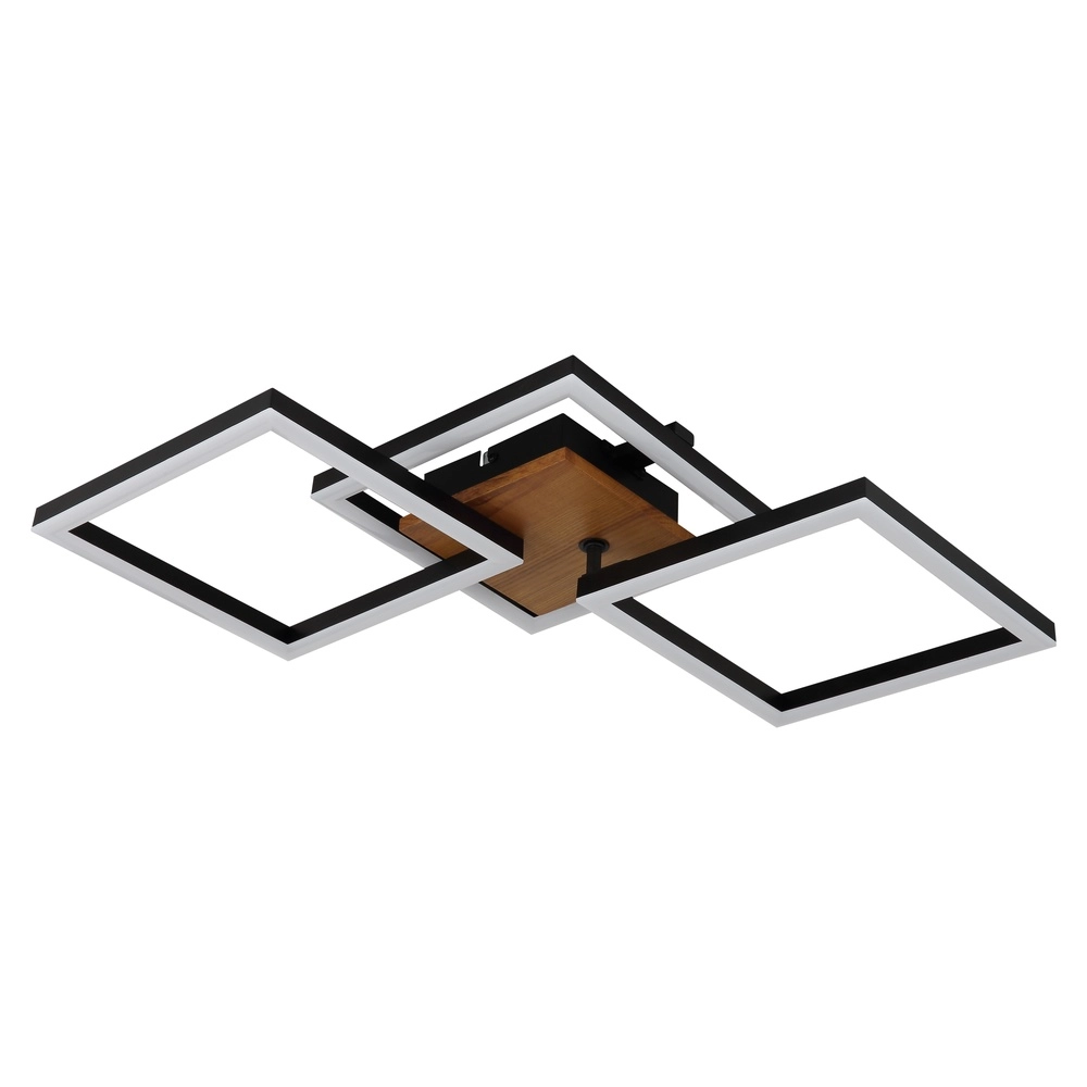 Lampe de plafond Kerry noir avec un aspect bois Globo 9007371443222
