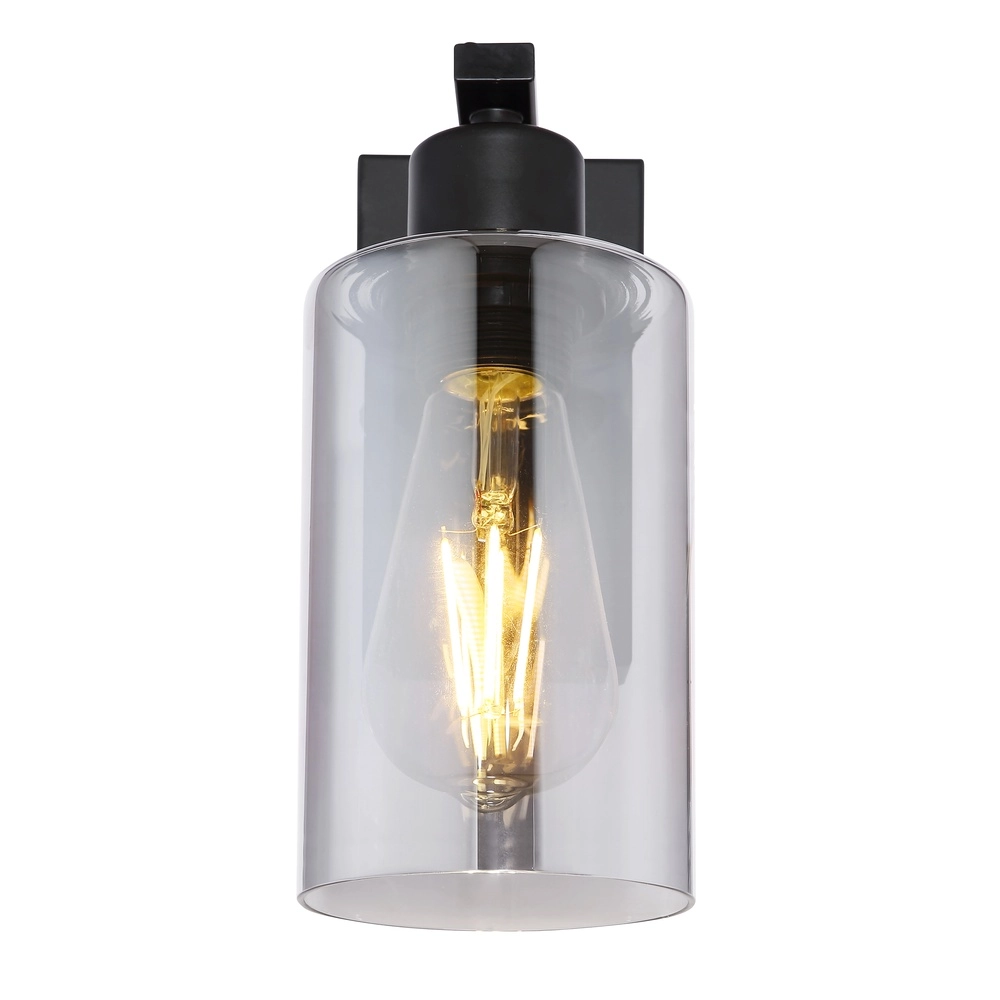 Lampe murale noire Hadera avec du verre fumé Globo 9007371402847