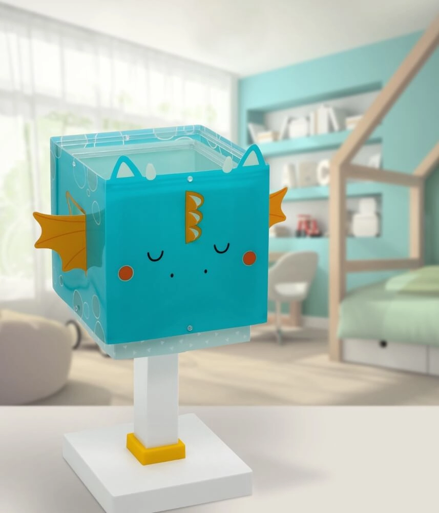 Lampe de table design Little Dragon bleu avec du blanc Dalber 8420406643816