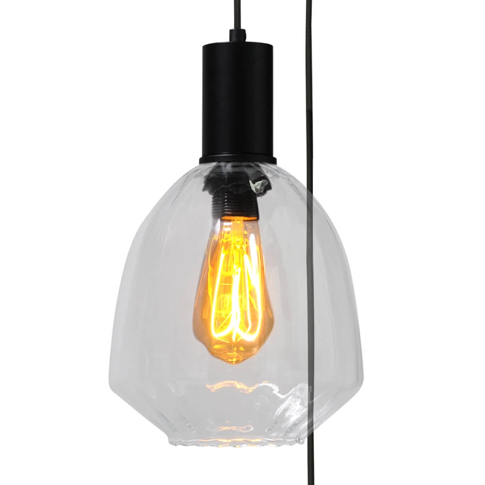 Suspension loft 3 lumières - noire - Porto avec des lunettes Nicolette Masterlight 8718121270951