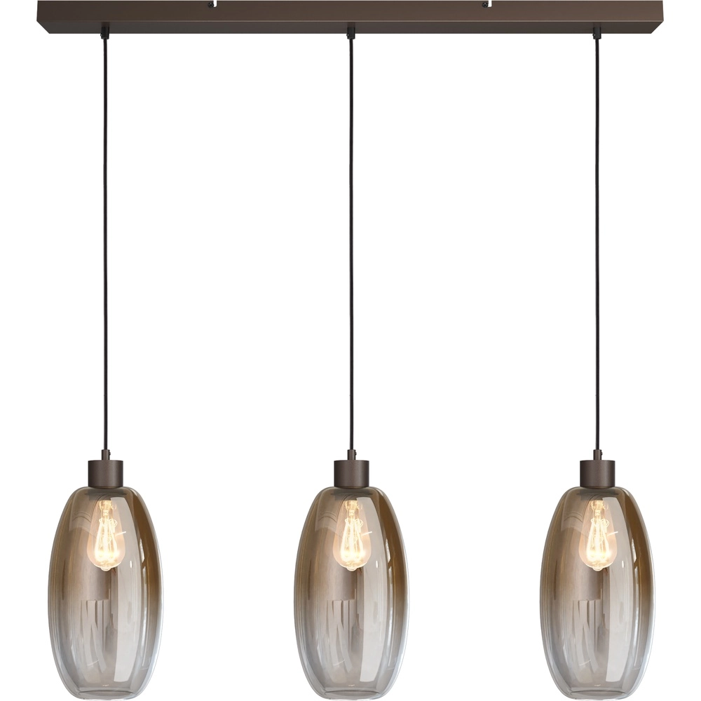 Lampe suspendue en verre Olive 3x Ø 18,5cm - cacao