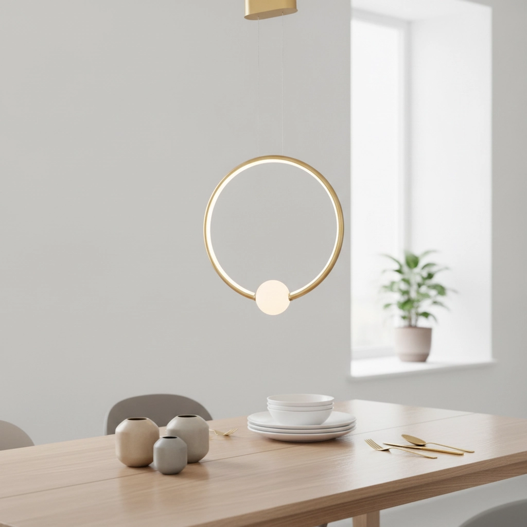 Suspension Celia Or avec rond blanc