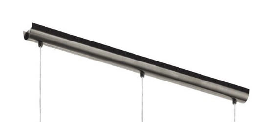 Lampe suspendue salle à manger Pinto Textil 3 lumières avec verre fumé Eglo 9002759992866