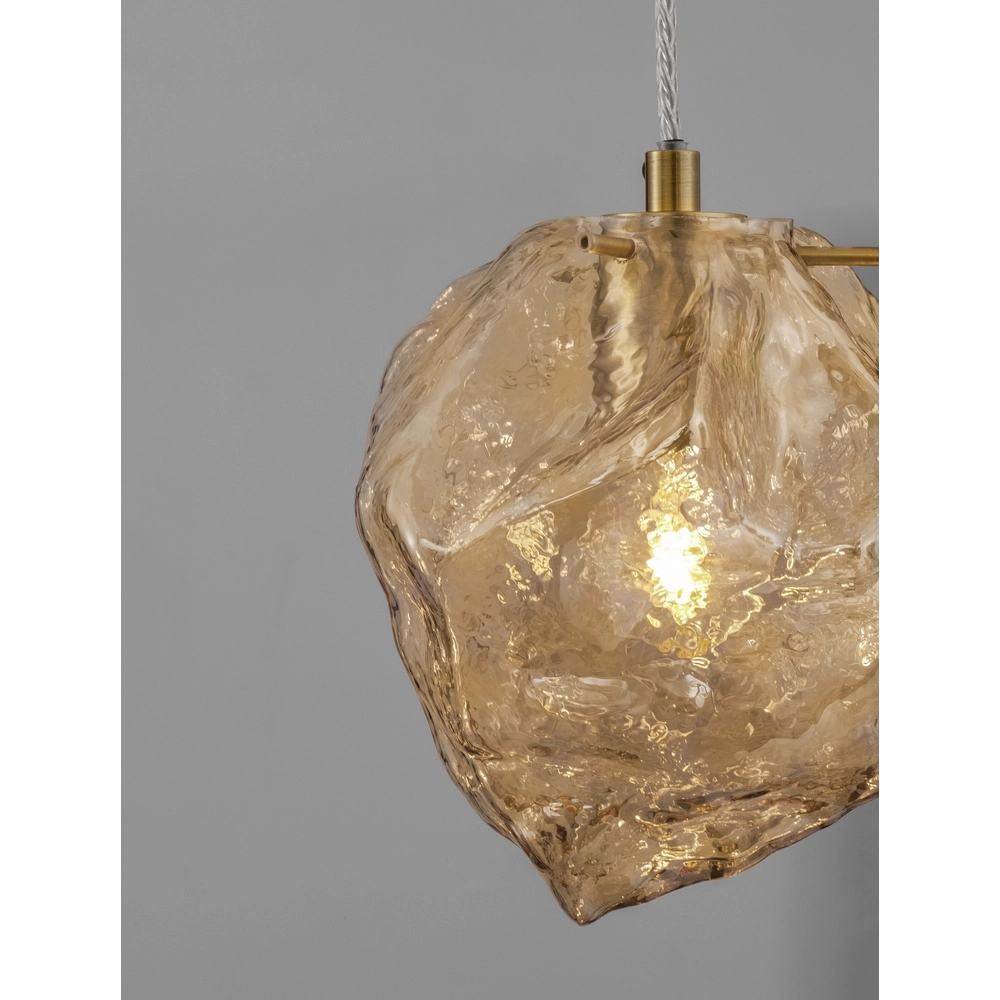 Suspension Odelle Or avec verre ambré Lyora 5212017434388