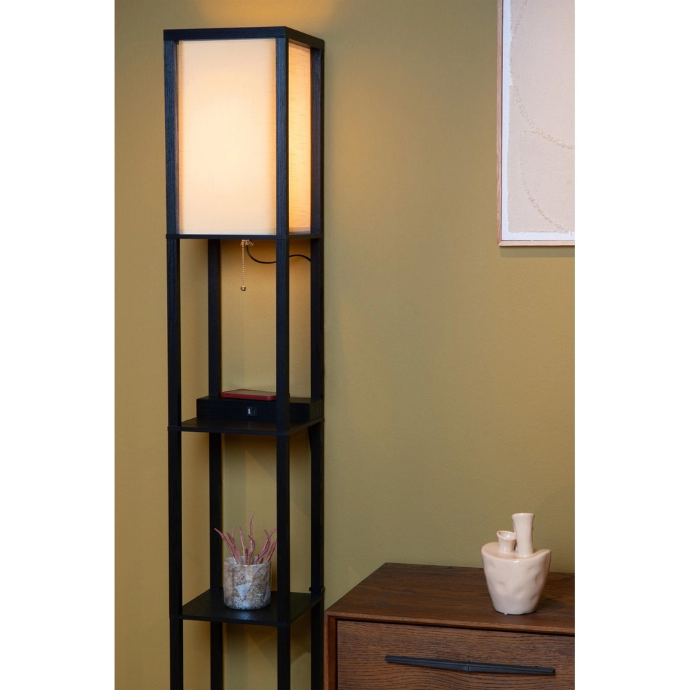 Lampe de pied Menno avec le panneau de recharge sans fil noir Lucide 5411212441607