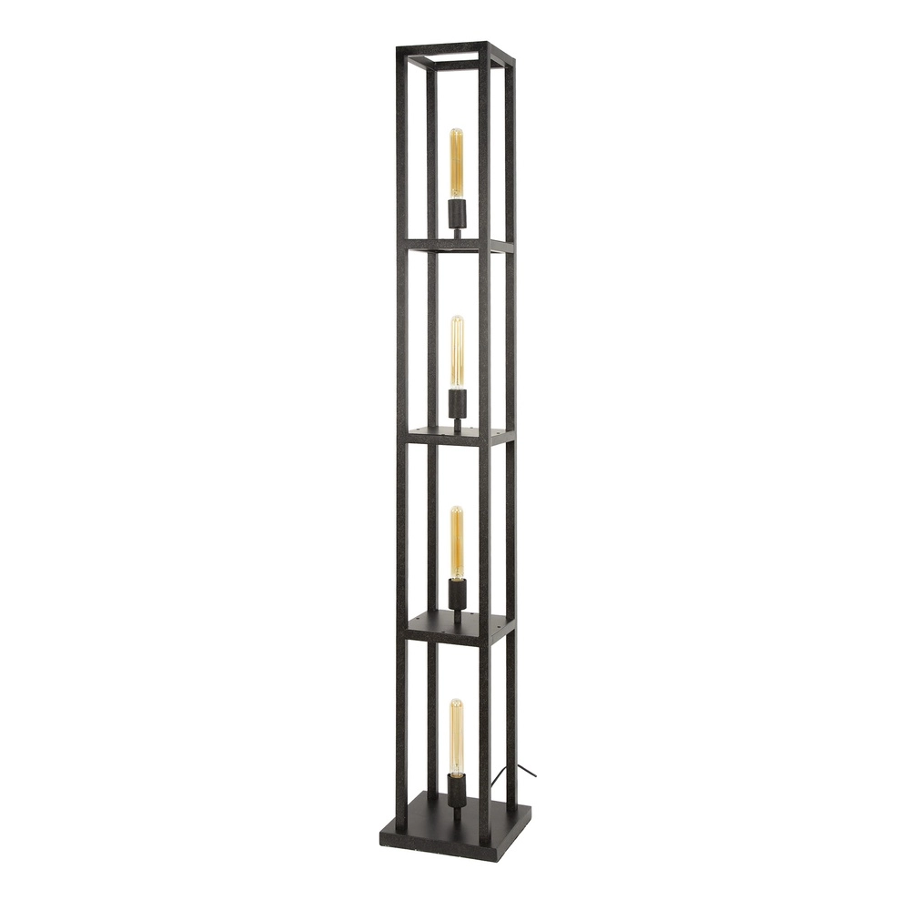 Lampe sur pied noire Quadra carré - 4x E27 Lyora 8716803511446