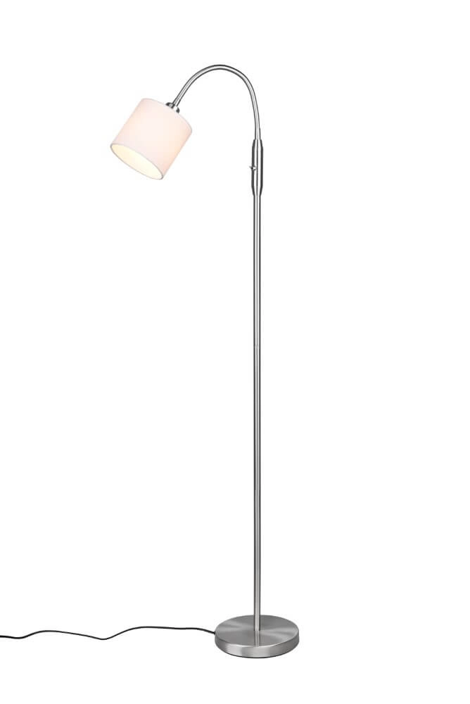 Lampadaire Tommy 130cm en acier inoxydable avec du blanc Trio 4017807502930
