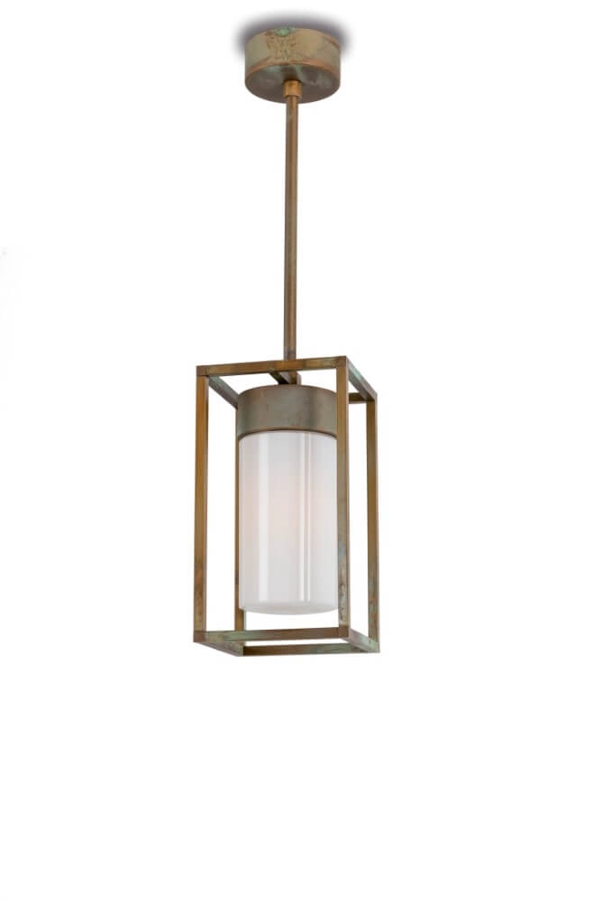 Suspension en laiton Cubic3 verre blanc