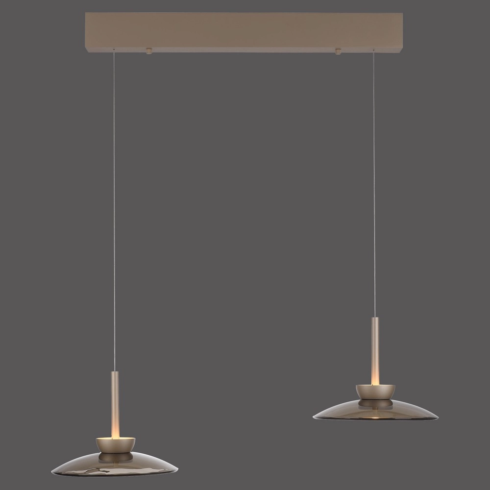 Lampe suspendue de table de salle à manger 2L Pure Moon Bronce avec verre ambré