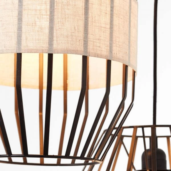 Lampe suspendue Slope 3 lumières noir avec couleur sable Brilliant 4004353394652