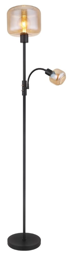 Lampadaire noir Giuseppe verre ambré Globo 9007371441228