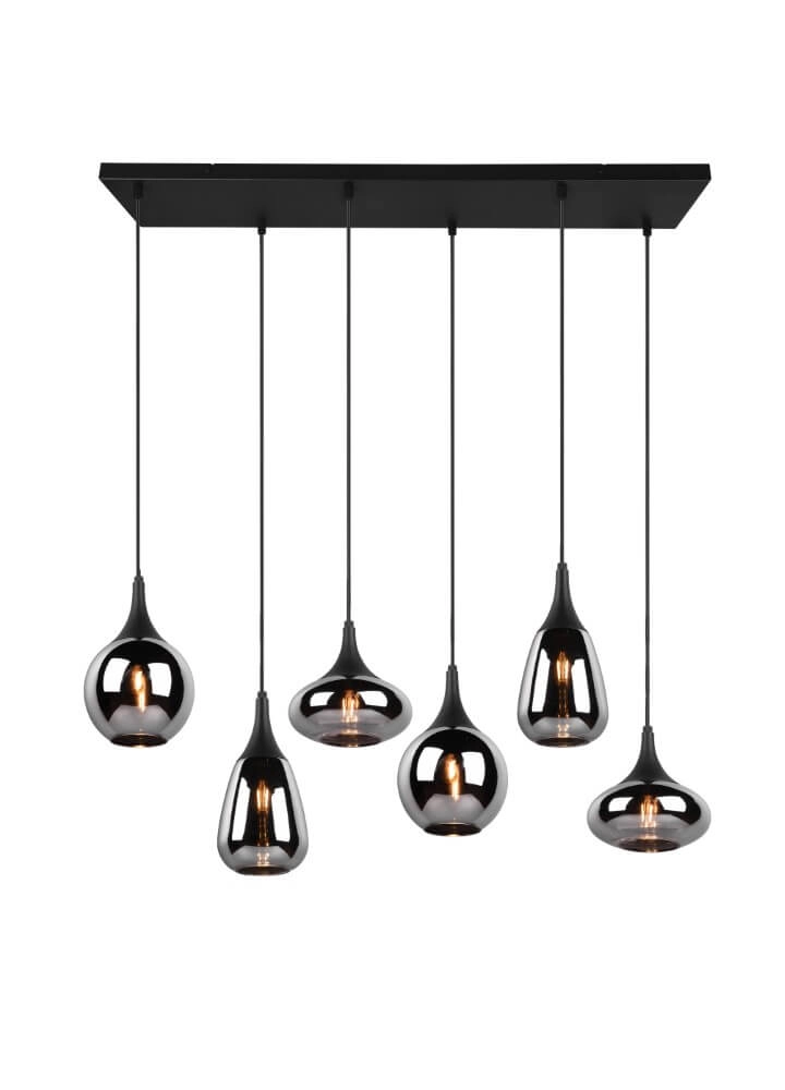 Lampe suspendue 6 lumières Lumina avec verre fumé Trio 4017807542295
