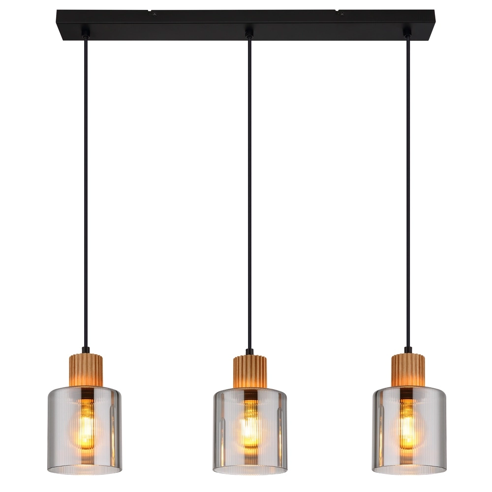 Lampe pendante de conception Aleidis Noir droit à trois lumières Globo 9007371512218