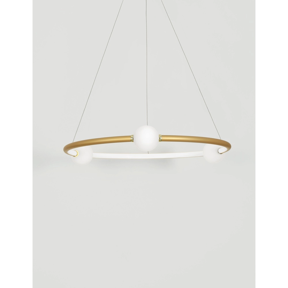 Suspension Celia Or avec rond blanc horizontal Lyora 5212017429322