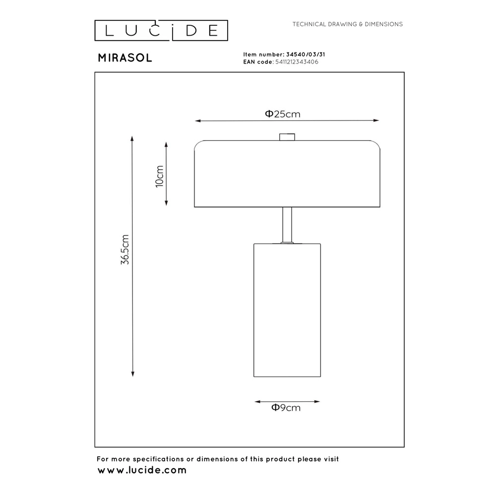 Lampe de table Mirasol blanc avec or Lucide 5411212343406