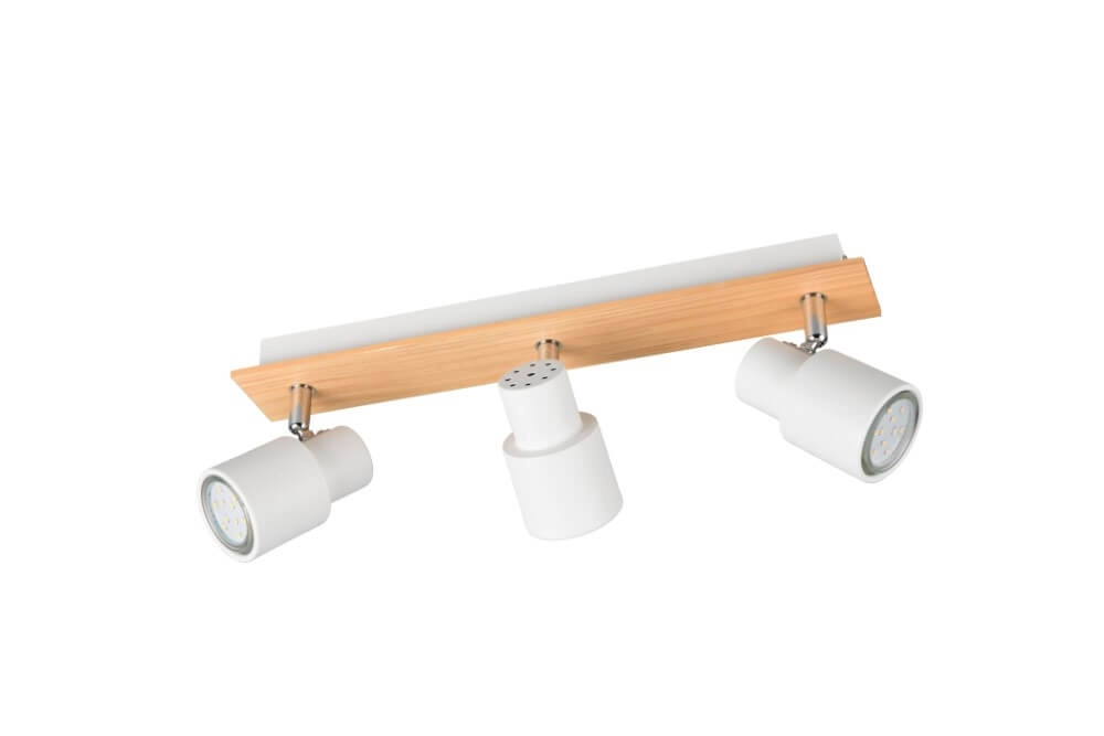 Plafonnier 3 lumières Pierre blanc avec du bois Trio 4017807638189