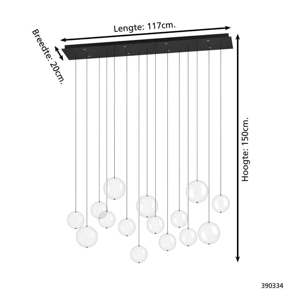 Elongated hanging lamp Espardello black Stars of Light 9008606270521