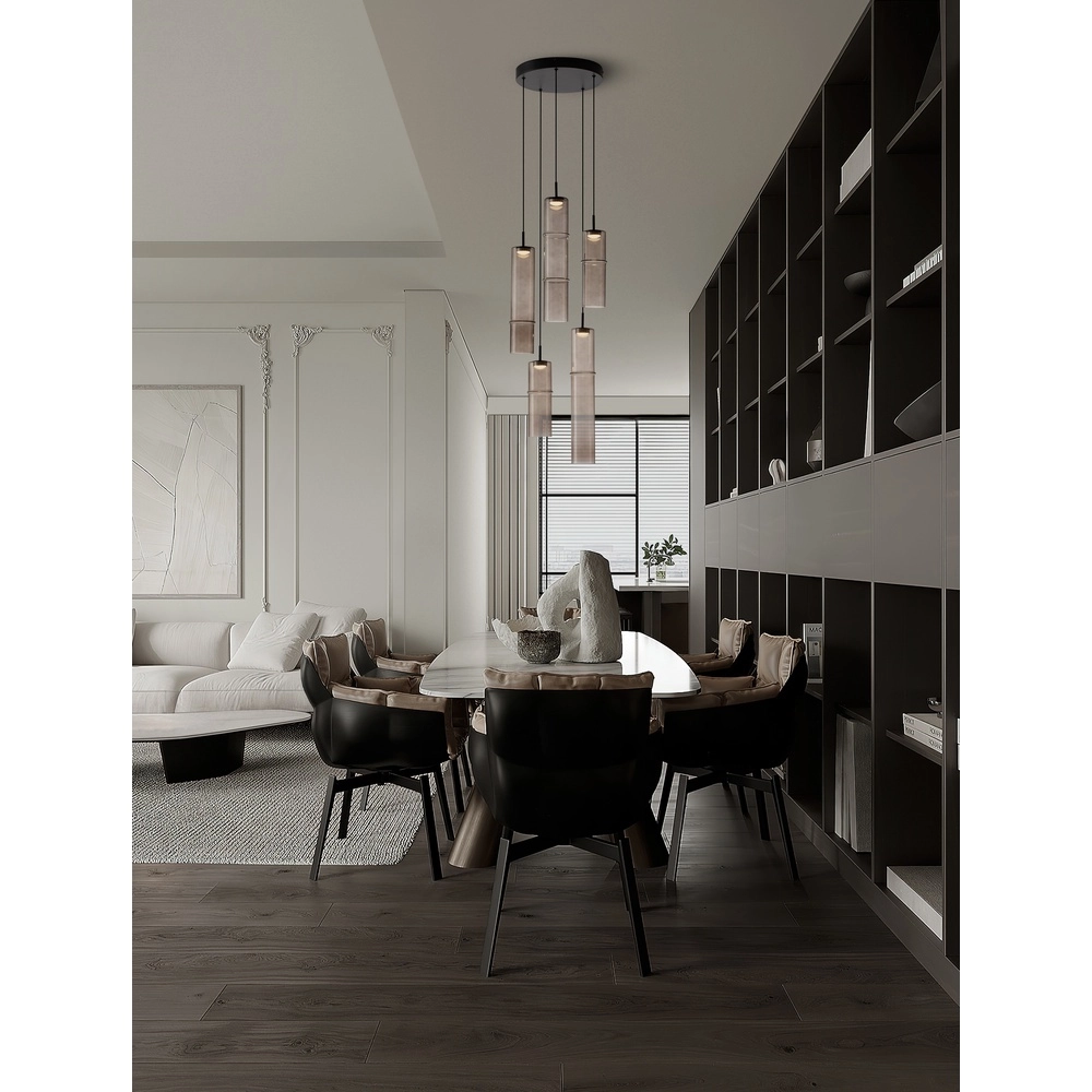 Suspension unique Sano Verre fumé rond à 5 lumières Lyora 5212017474056