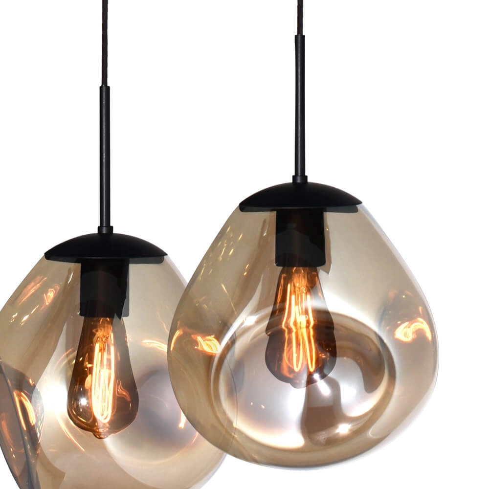 Lampe suspendue Lava Oval 8x verre doré Ø 24cm Masterlight 8718121290225