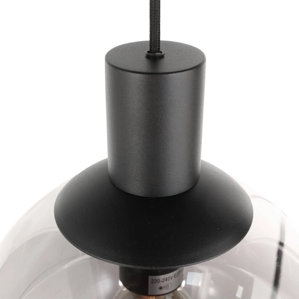 Lampe suspendue Vide Bollique noir avec verre fumé Steinhauer 8712746172997