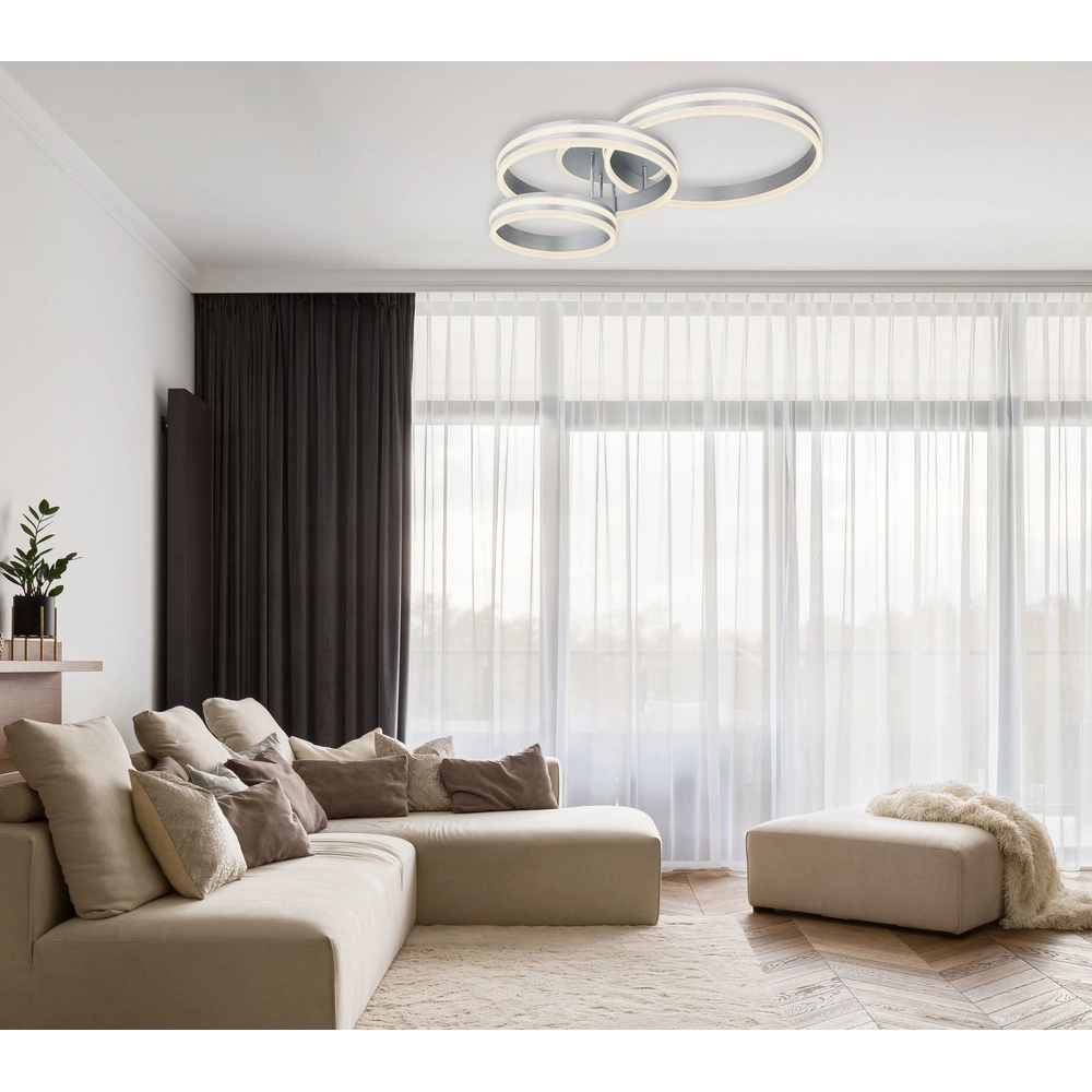 Lampe de plafond Rubio Anneaux gris à 3 Globo 9007371425914