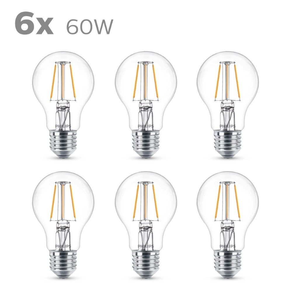 7W - E27 - 2700K - 806 lumen lot de 6 Philips 8721103054265