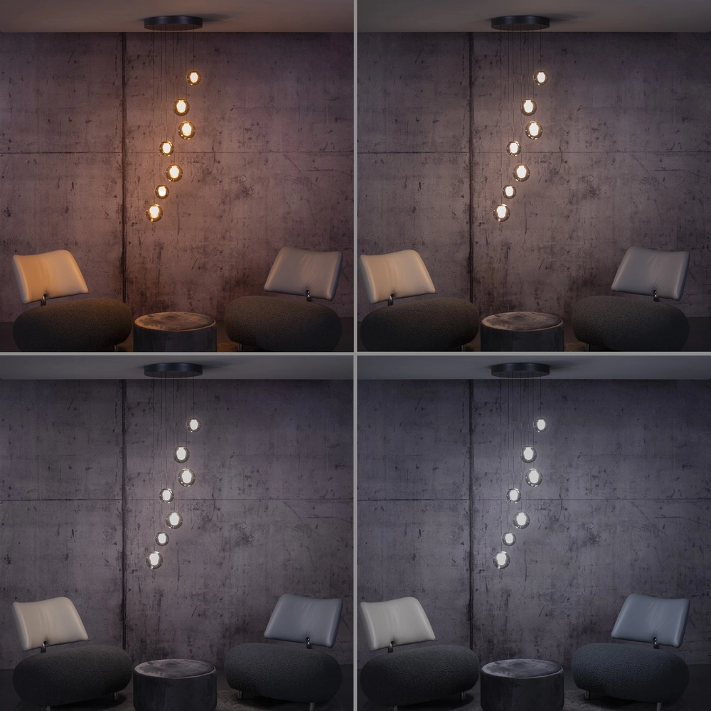 Lampe suspendue à 7 lampes Pure Popup Gris mystique Paul Neuhaus 4012248396674