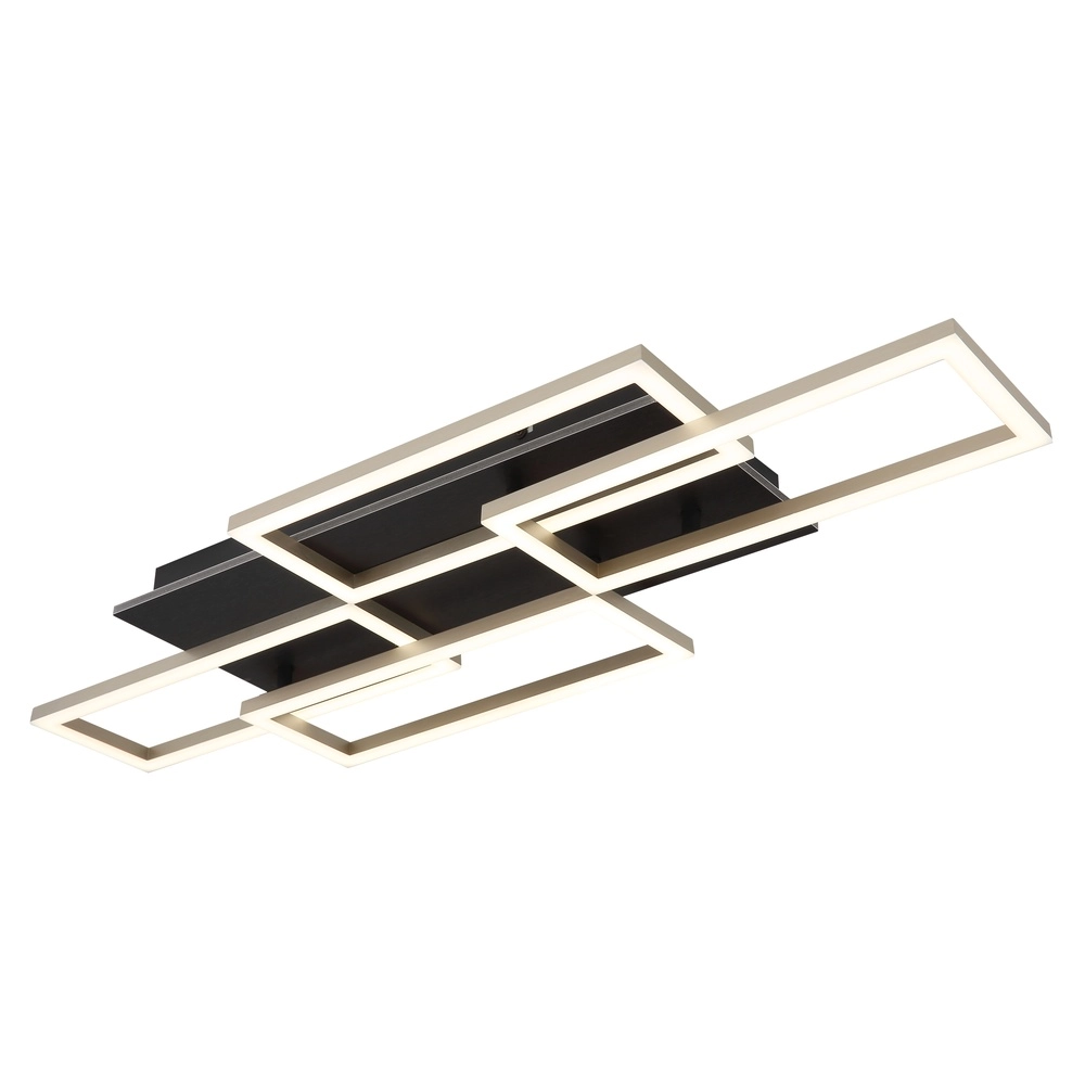Lampe de plafond à design Jeffry noir avec brun sable