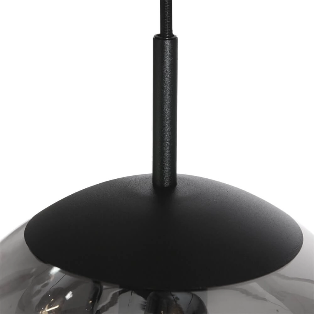 Lampe suspendue loft 5 lumières Bolique noir avec verre fumé Steinhauer 8712746133363
